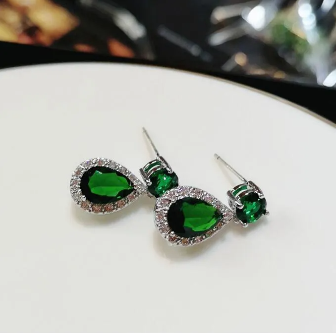Colorful Waterdrop Pear Crystal Earrings