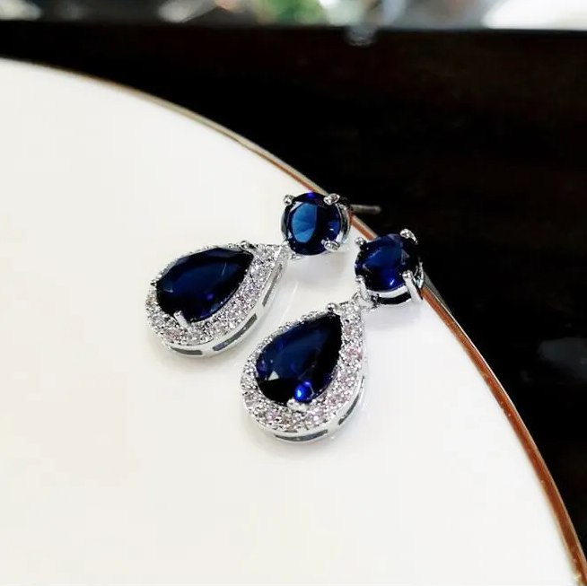 Colorful Waterdrop Pear Crystal Earrings