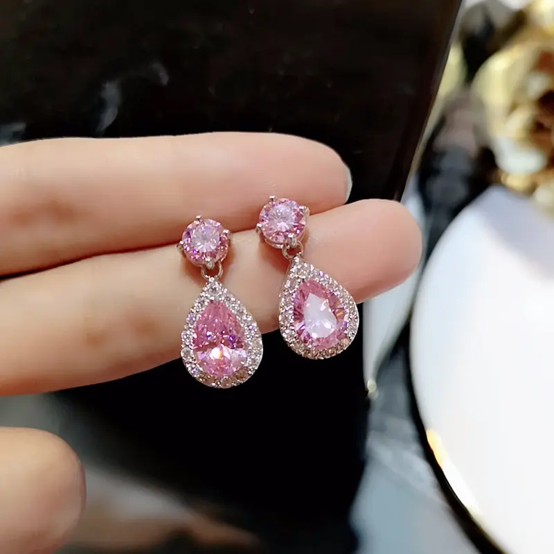 Colorful Waterdrop Pear Crystal Earrings