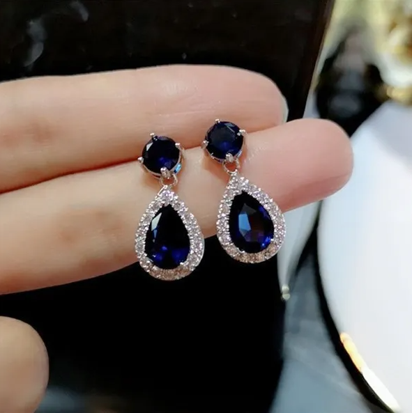 Colorful Waterdrop Pear Crystal Earrings