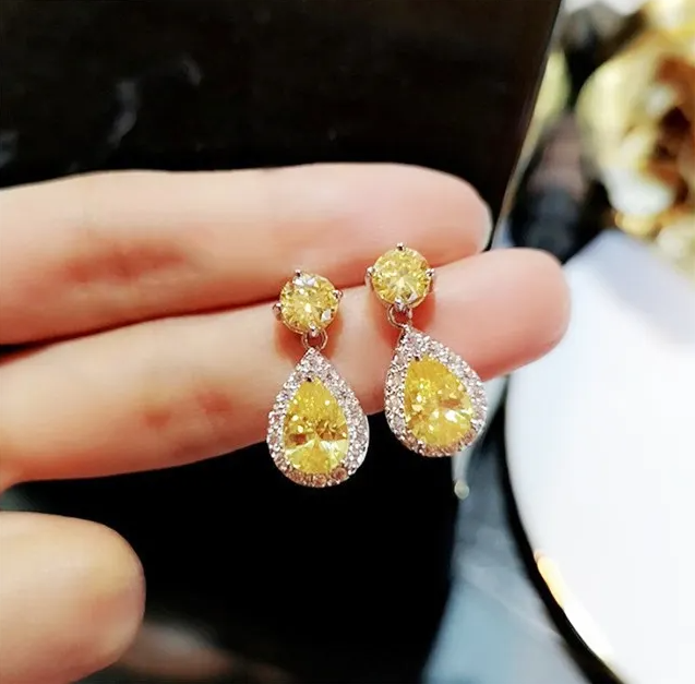 Colorful Waterdrop Pear Crystal Earrings