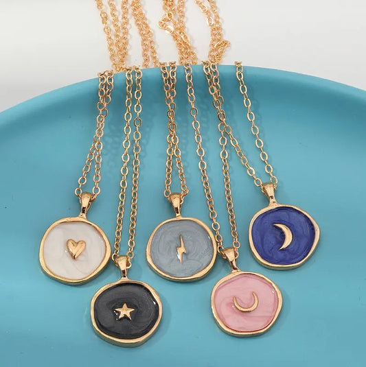 Celestial Charm Necklace with Gold Chain