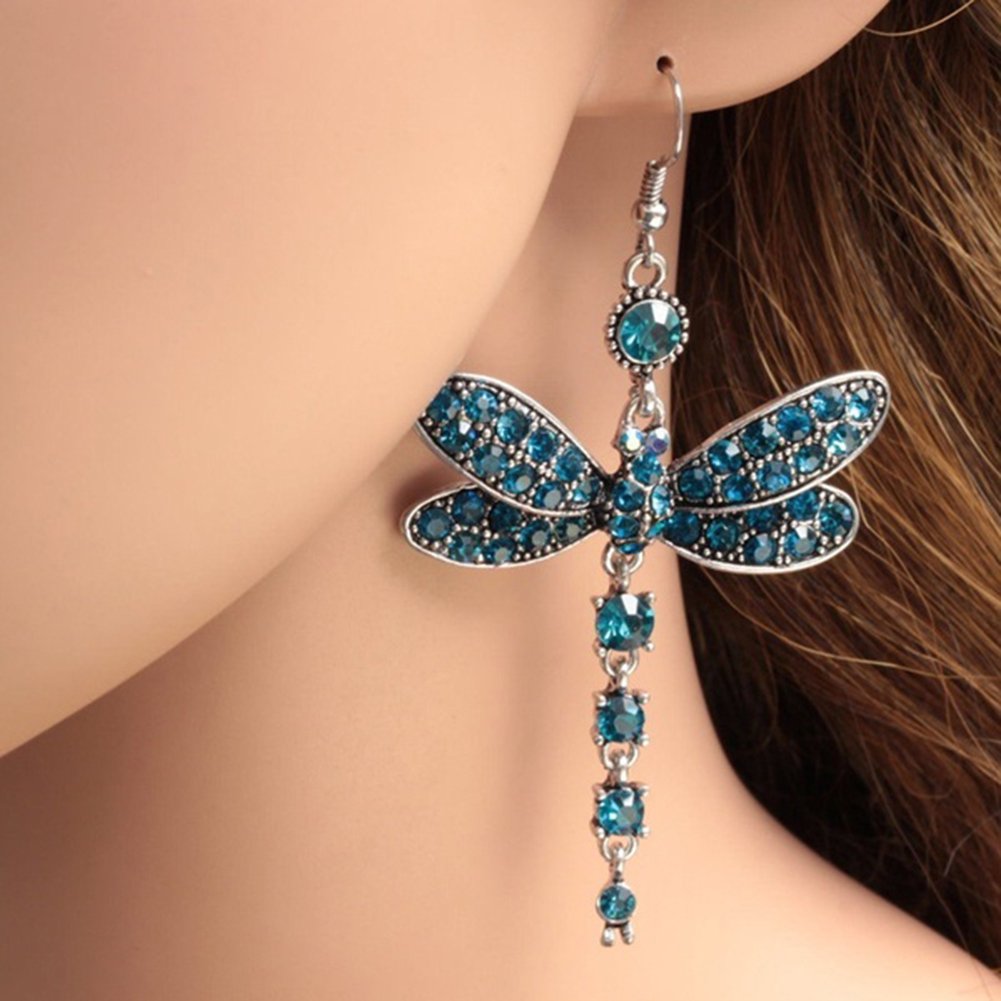 Colorful Crystal Dragonfly Dangle Earrings
