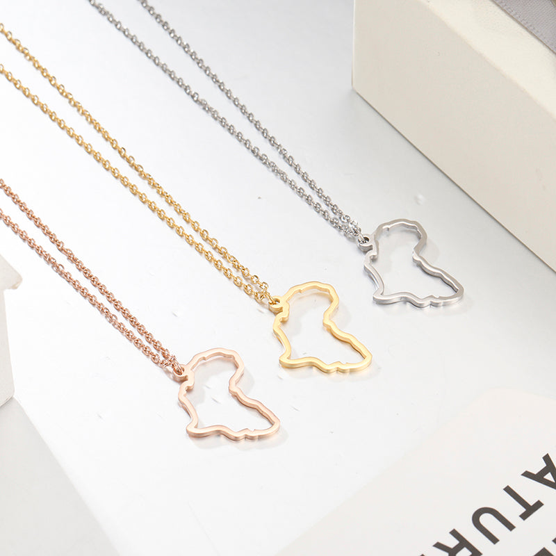 Africa Silhouette Necklace - African Map Outline Pendant