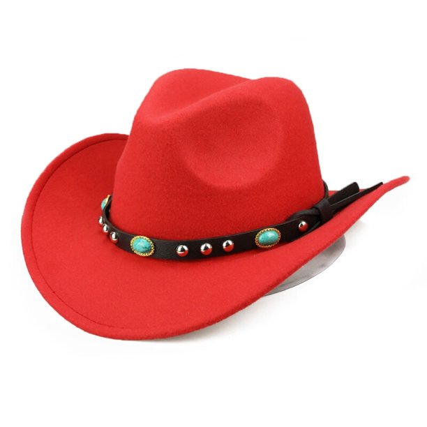 Western Cowboy, Cowgirl Hat, Turquoise Strap, Men Women Retro Wide Brim