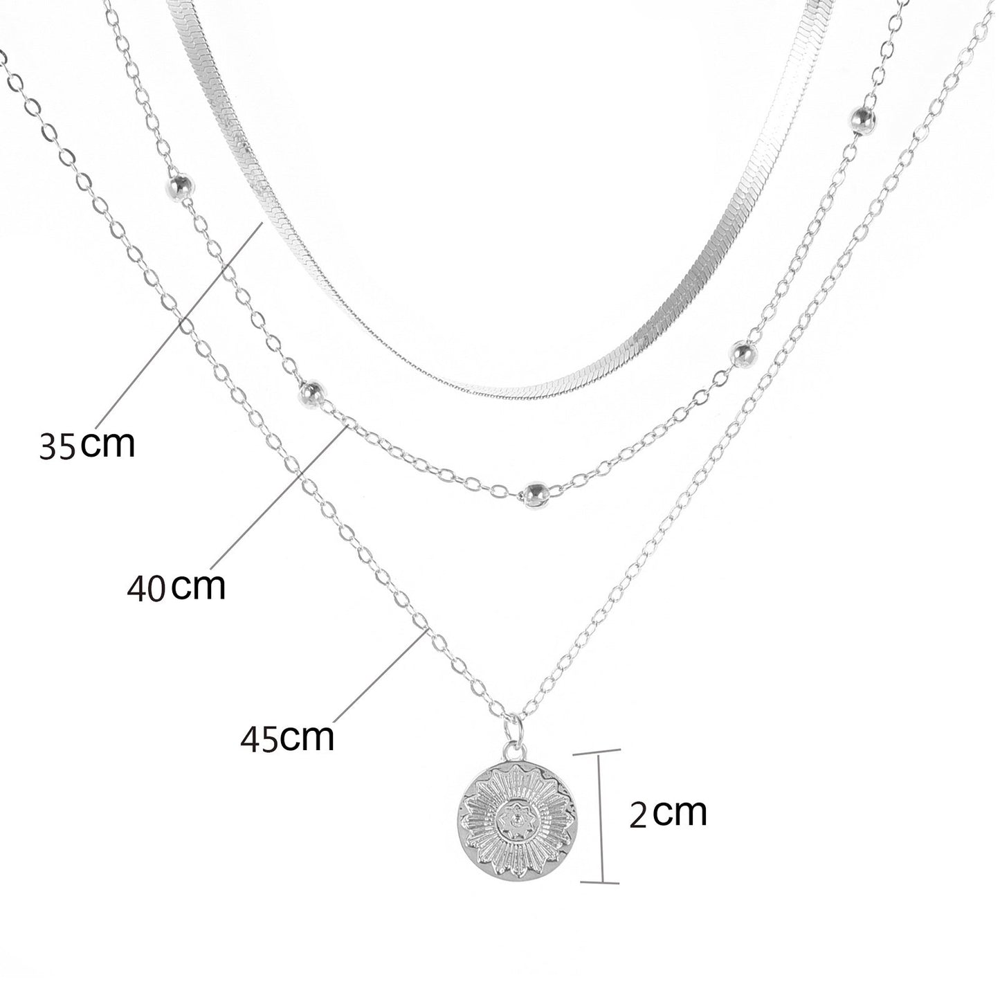 Trendy Silver Women Three Layered Choker Necklace