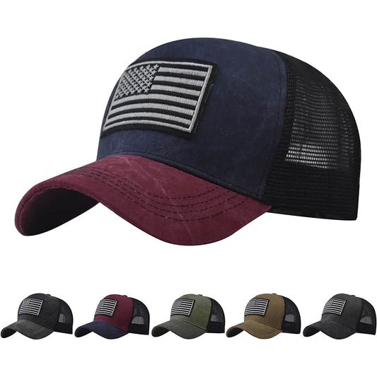 American Flag Trucker Cap US Flag Hat Adjustable