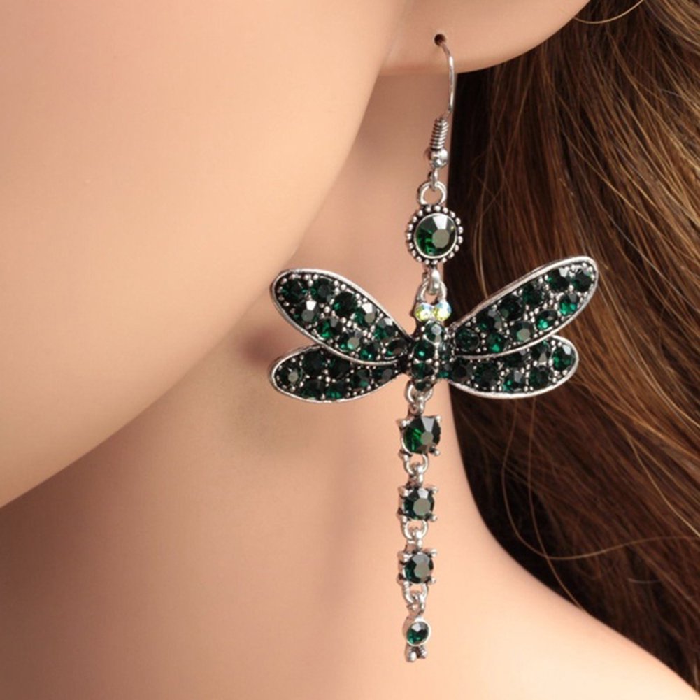 Colorful Crystal Dragonfly Dangle Earrings
