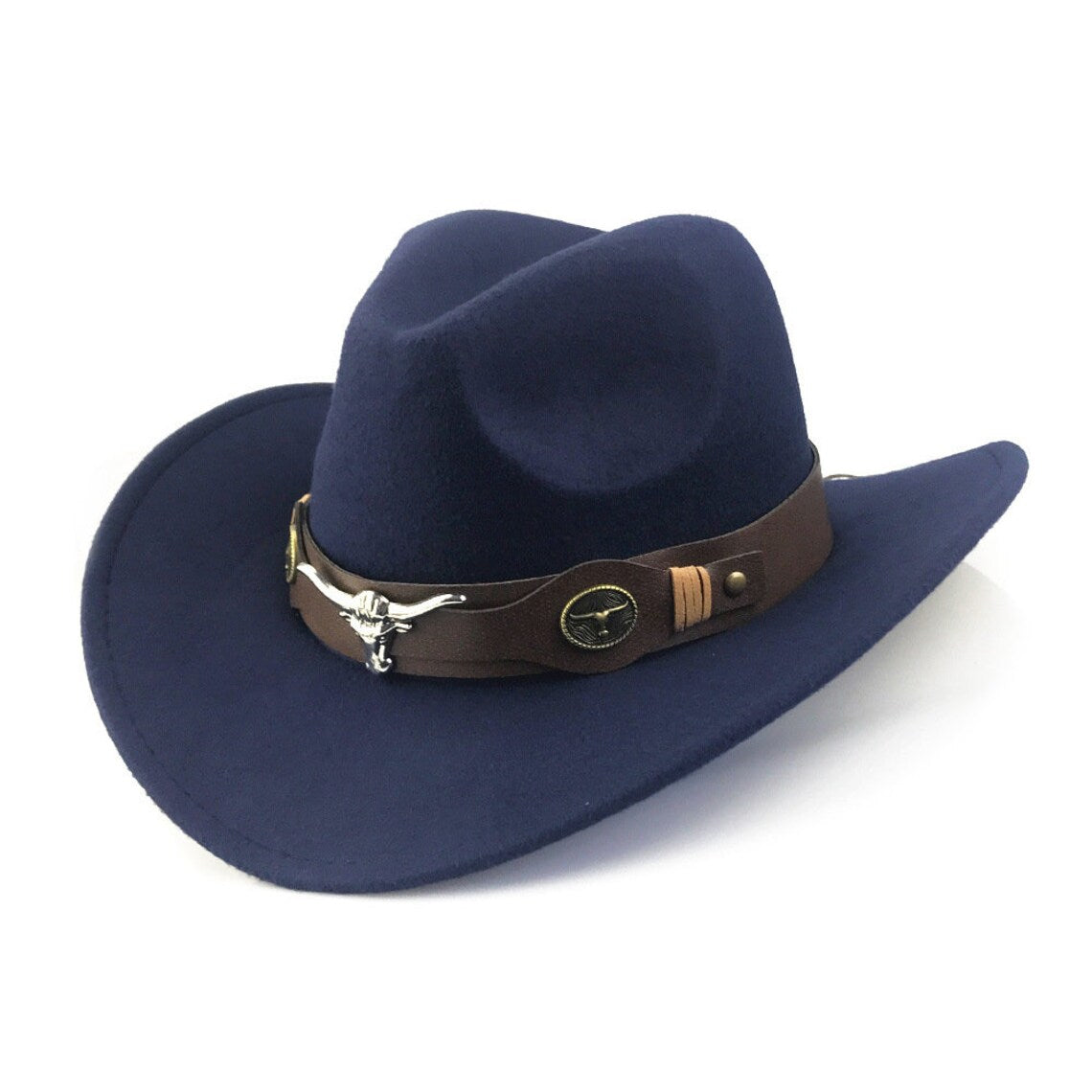Western Cowboy, Cowgirl Hat, Bull Strap, Men Women Retro Wide Brim