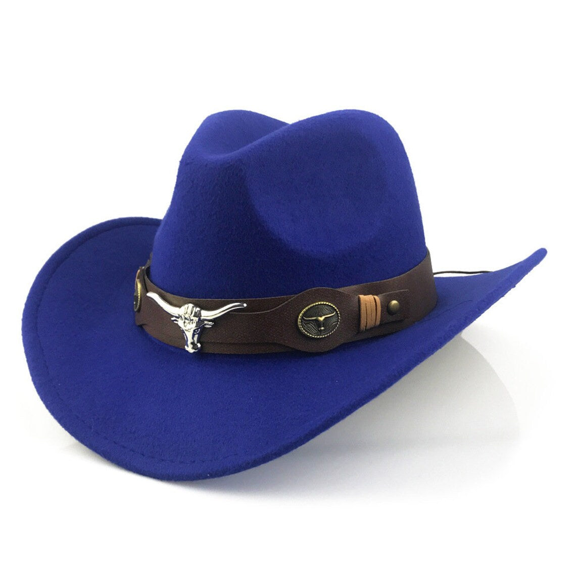 Western Cowboy, Cowgirl Hat, Bull Strap, Men Women Retro Wide Brim