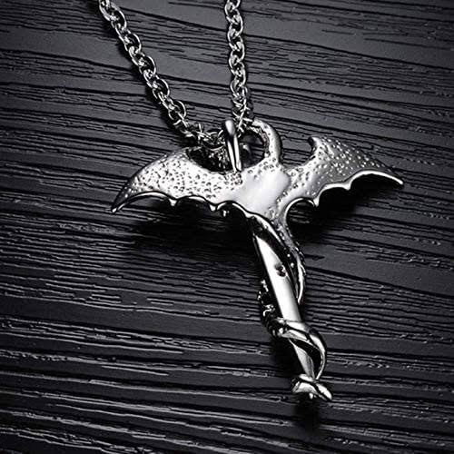 Silver & Gold Dragon & Sword Necklace Stainless Steel Goth, GOT Game of Thrones
