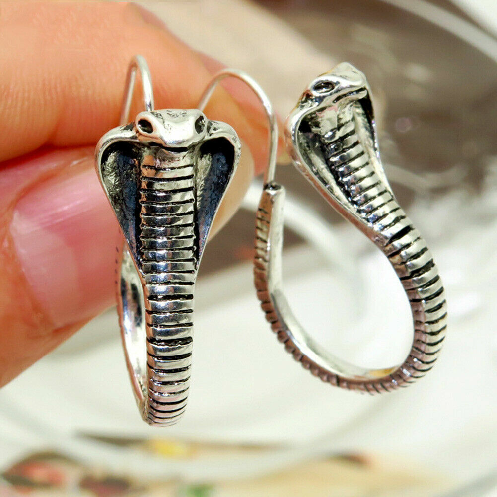 Elegant King Cobra Snake Hook Earrings