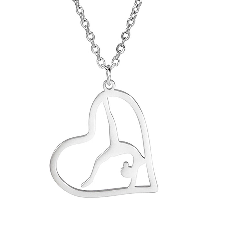 Gymnastics Girl Dancing in Heart Necklace