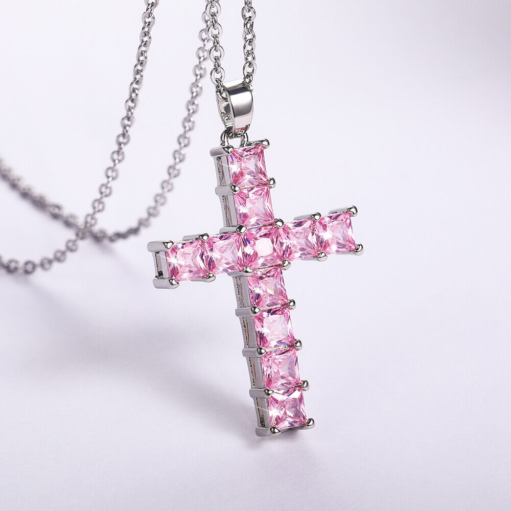 Diamond Pendant Cross Necklace Jesus