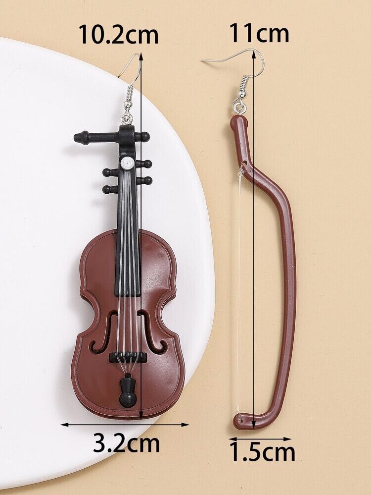 Large Violin, Viola, Cello, Earrings Asymmetrical Fashion Jewelry, Women Girls