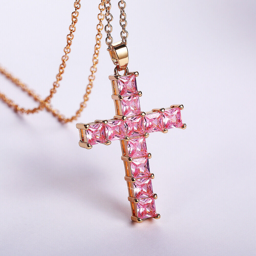 Diamond Pendant Cross Necklace Jesus