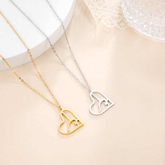 Gymnastics Girl Dancing in Heart Necklace