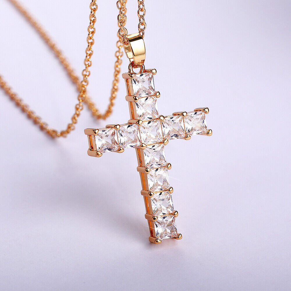 Diamond Pendant Cross Necklace Jesus