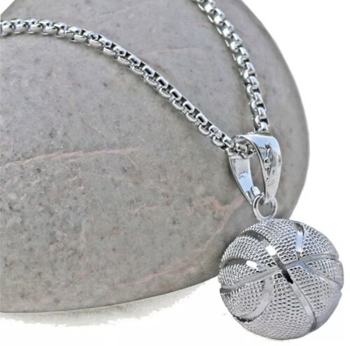 Basketball Pendant Bling Necklace
