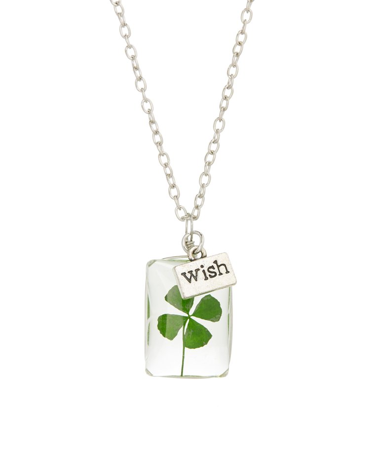 Four (4) Leaf Clover Lucky Necklace, Wish Pendant
