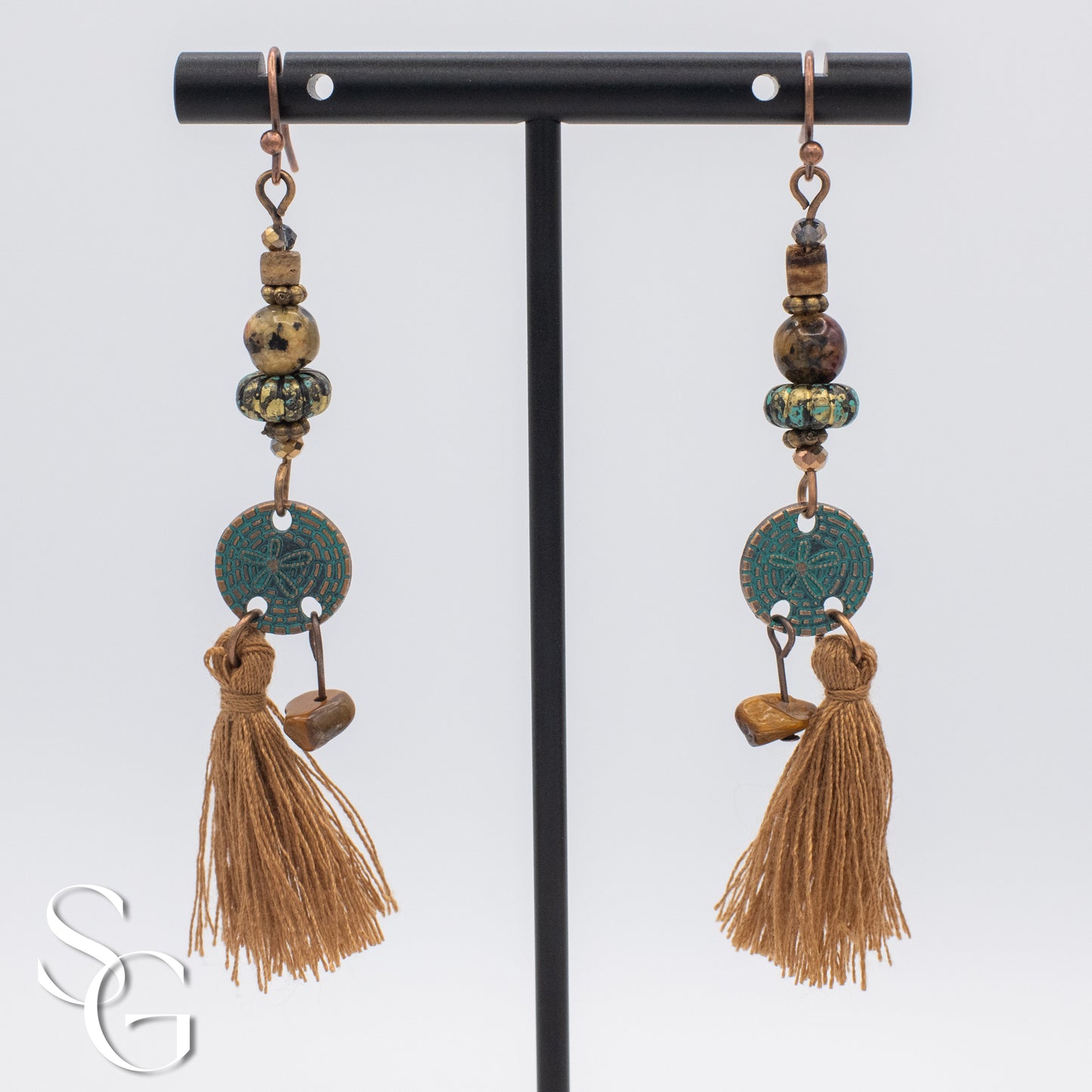 3 Pairs/Set Bohemian Boho Earrings - Feather, Tassle and Shell, C#1
