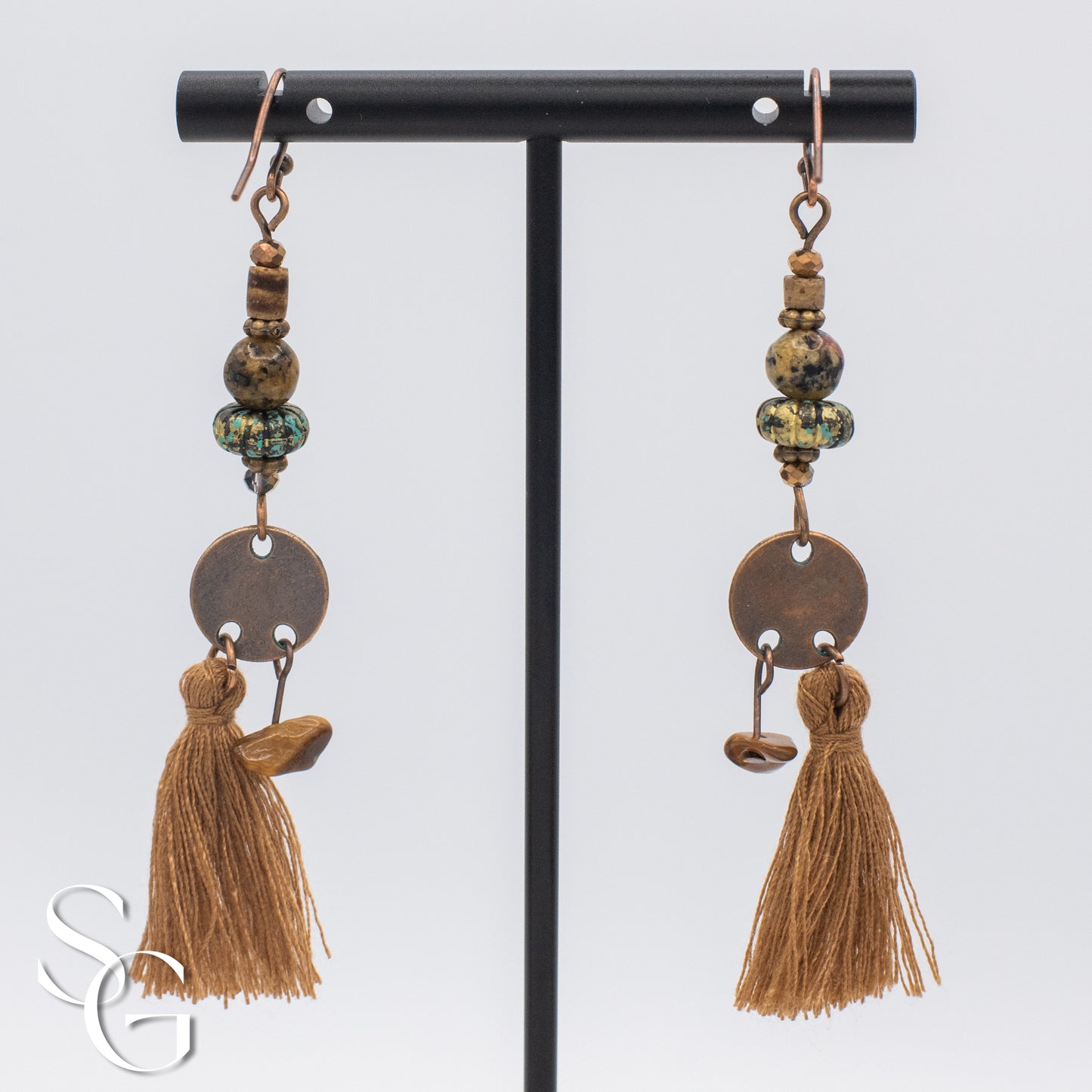 3 Pairs/Set Bohemian Boho Earrings - Feather, Tassle and Shell, C#1