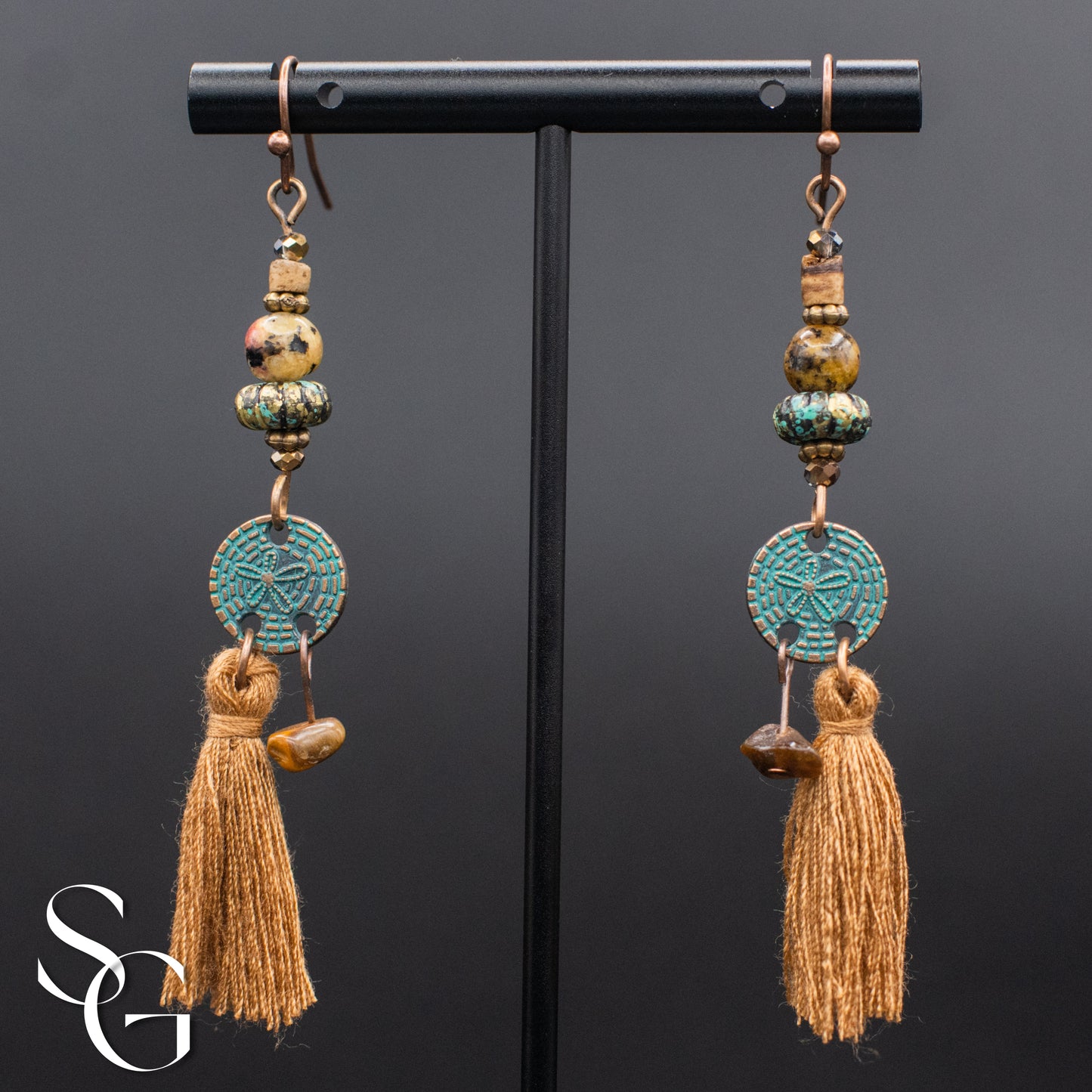 3 Pairs/Set Bohemian Boho Earrings - Feather, Tassle and Shell, C#1