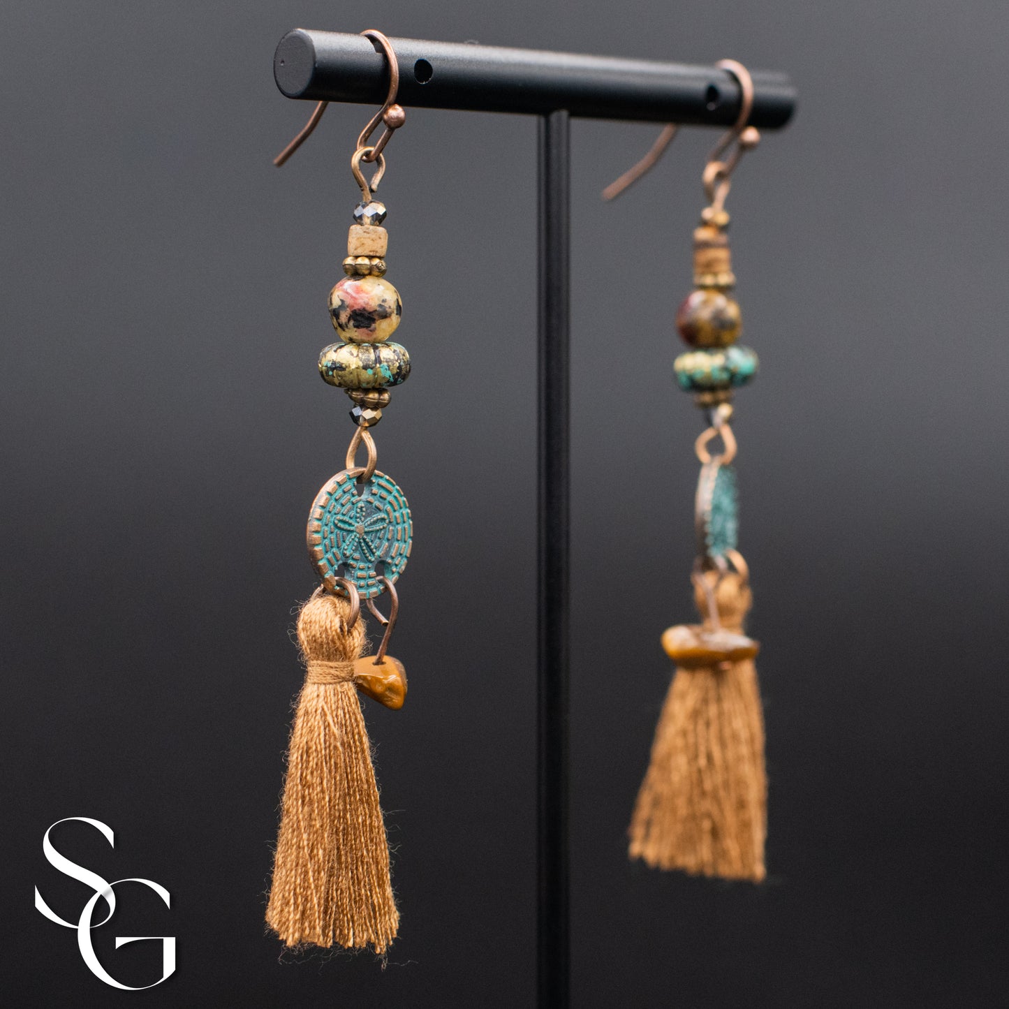 3 Pairs/Set Bohemian Boho Earrings - Feather, Tassle and Shell, C#1