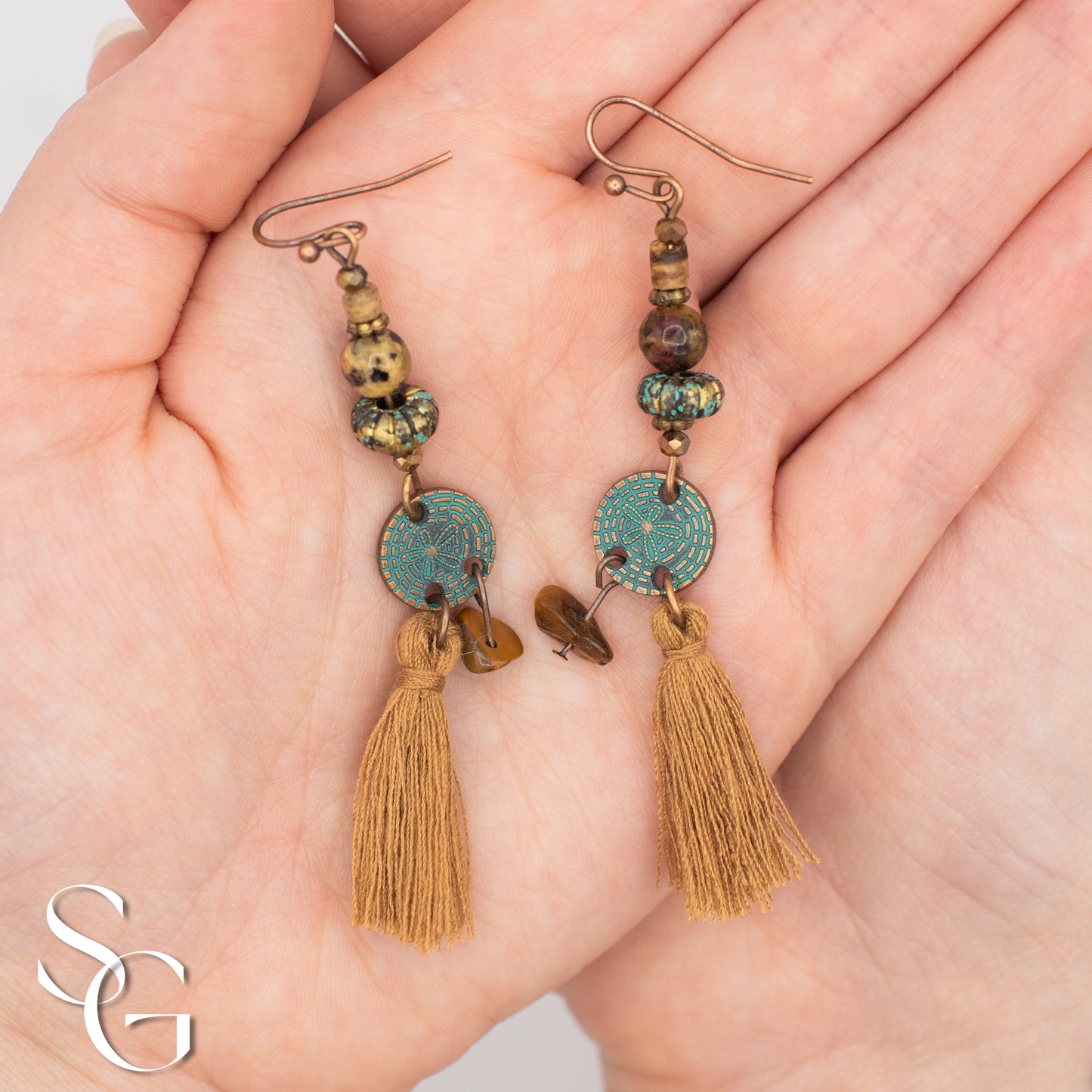 3 Pairs/Set Bohemian Boho Earrings - Feather, Tassle and Shell, C#1