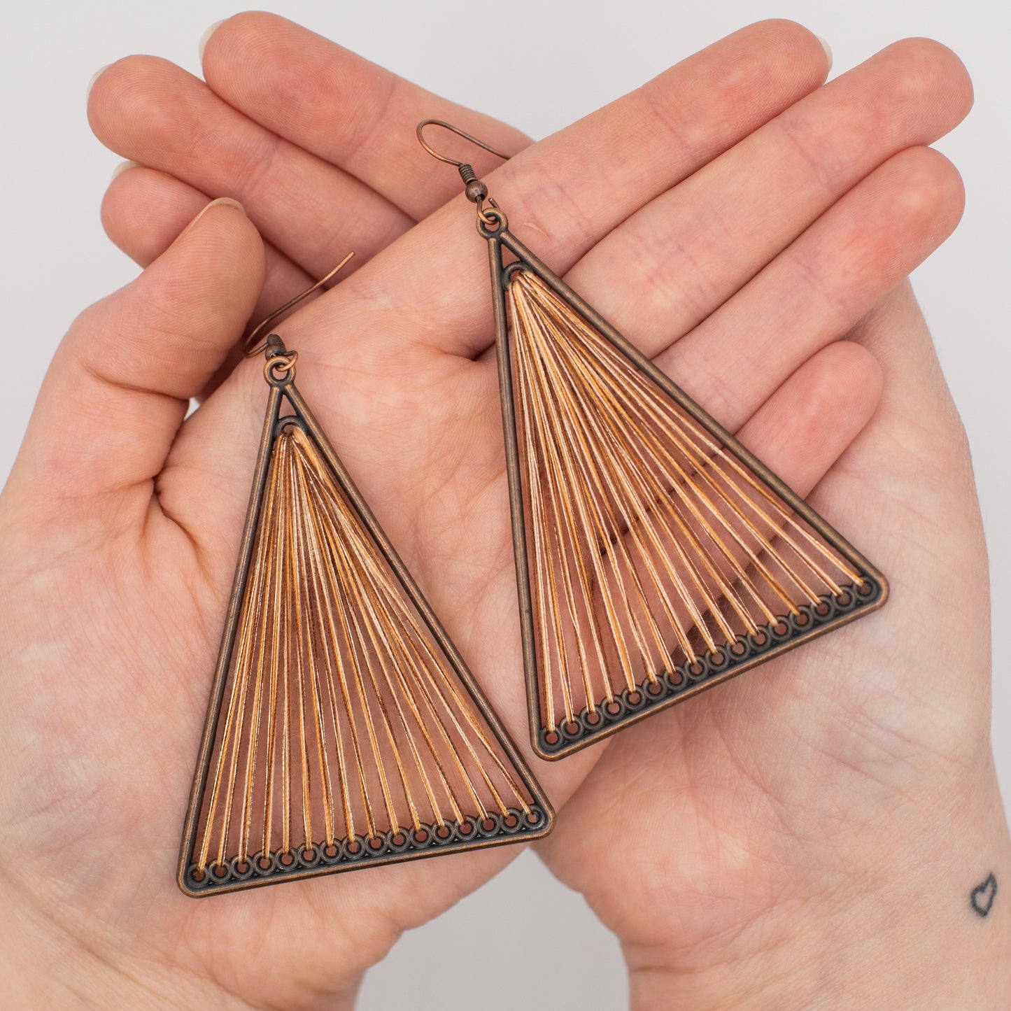 Purple Geometric Triangle Woven Cloth Boho Earrings