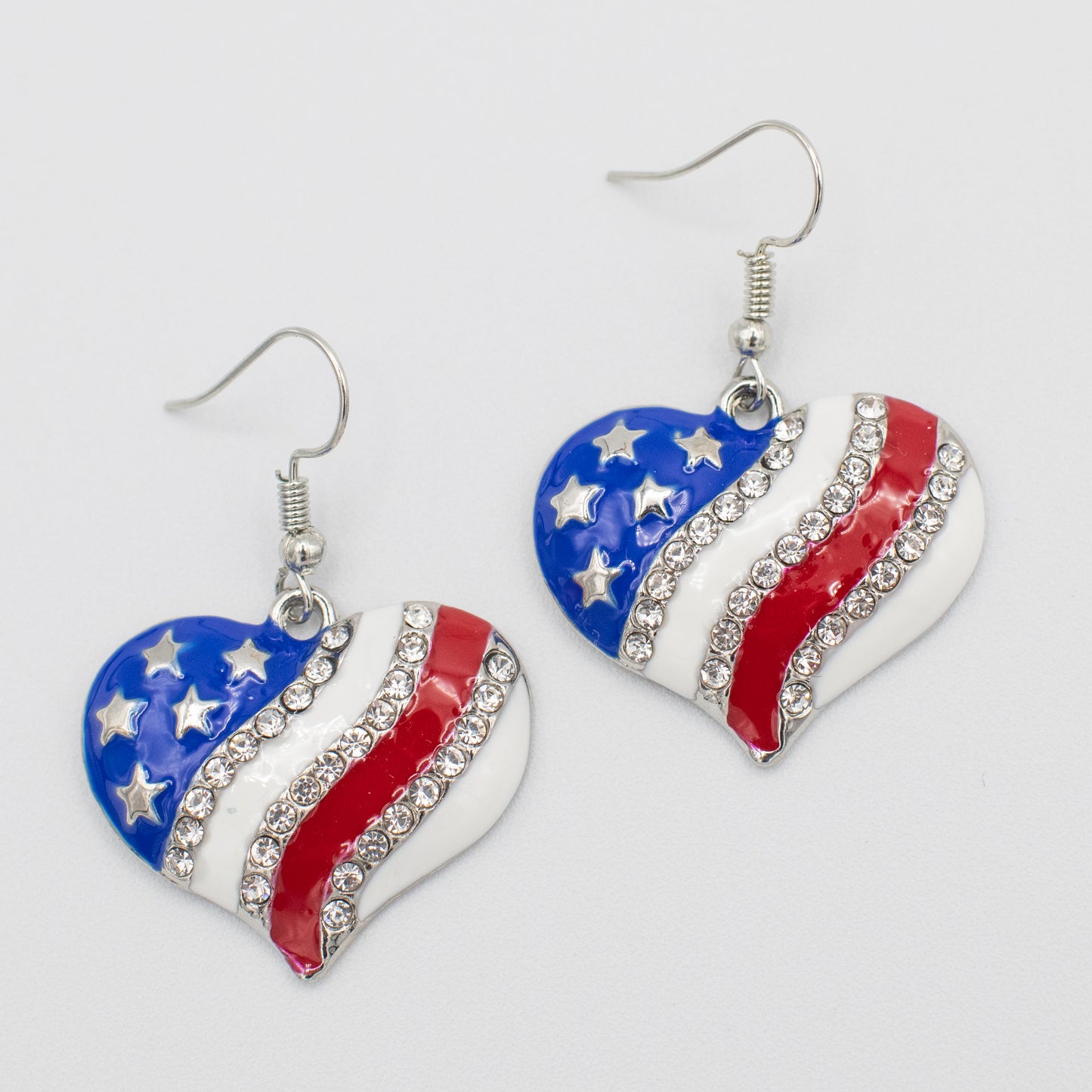 American Flag Heart Earrings
