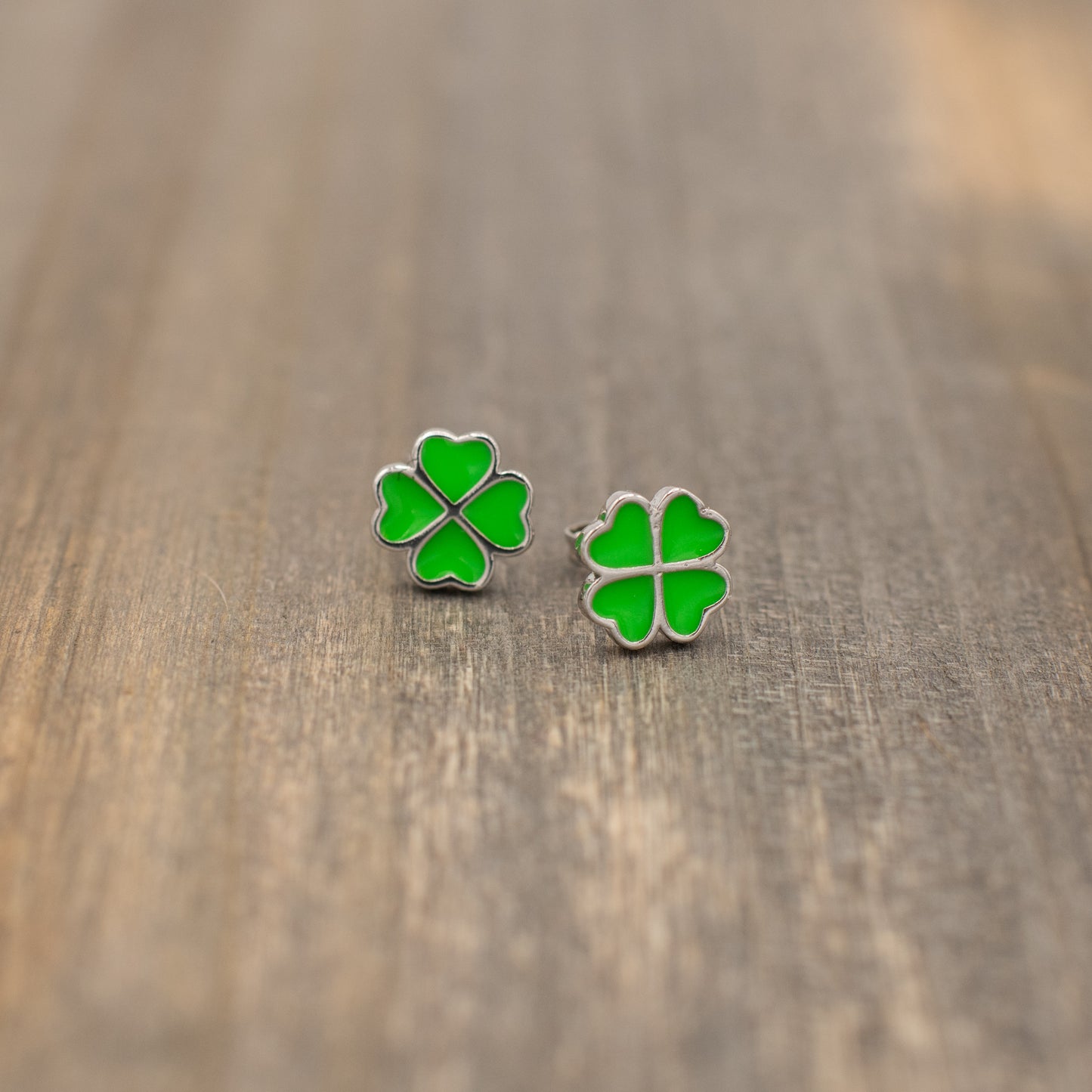 Green Four Leaf Clover "Lucky" Stud Earrings