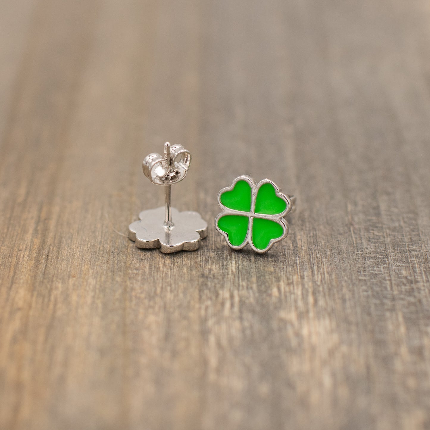 Green Four Leaf Clover "Lucky" Stud Earrings