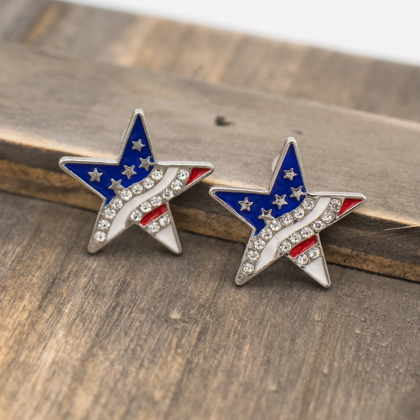 American Flag Star Stud Earrings