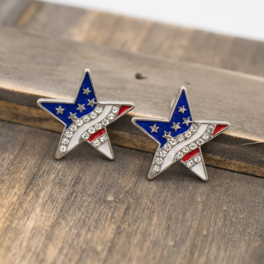American Flag Star Stud Earrings