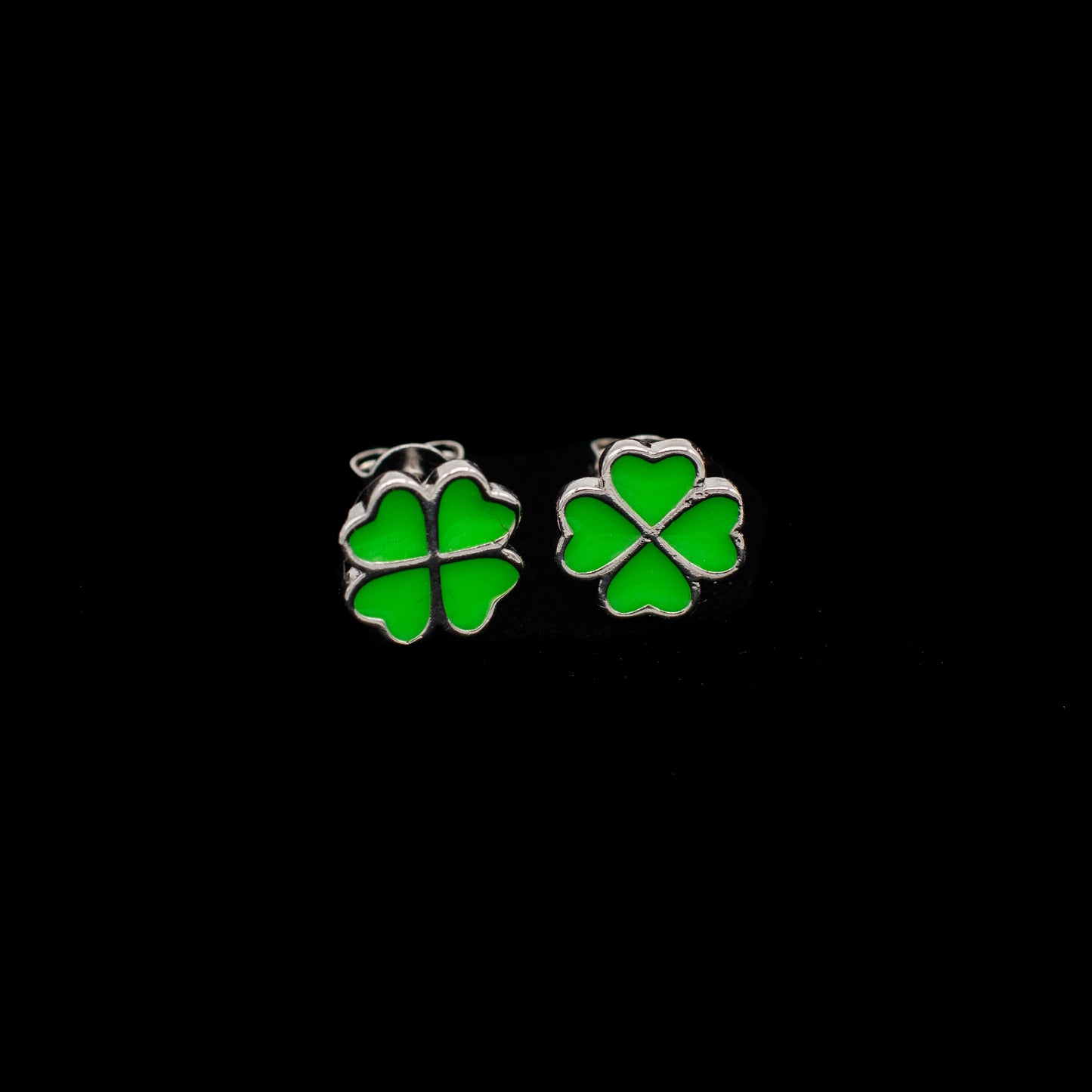 Green Four Leaf Clover "Lucky" Stud Earrings