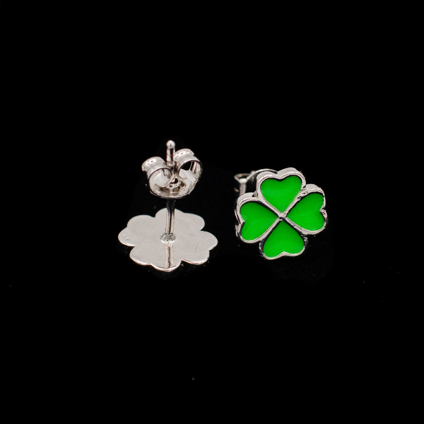 Green Four Leaf Clover "Lucky" Stud Earrings