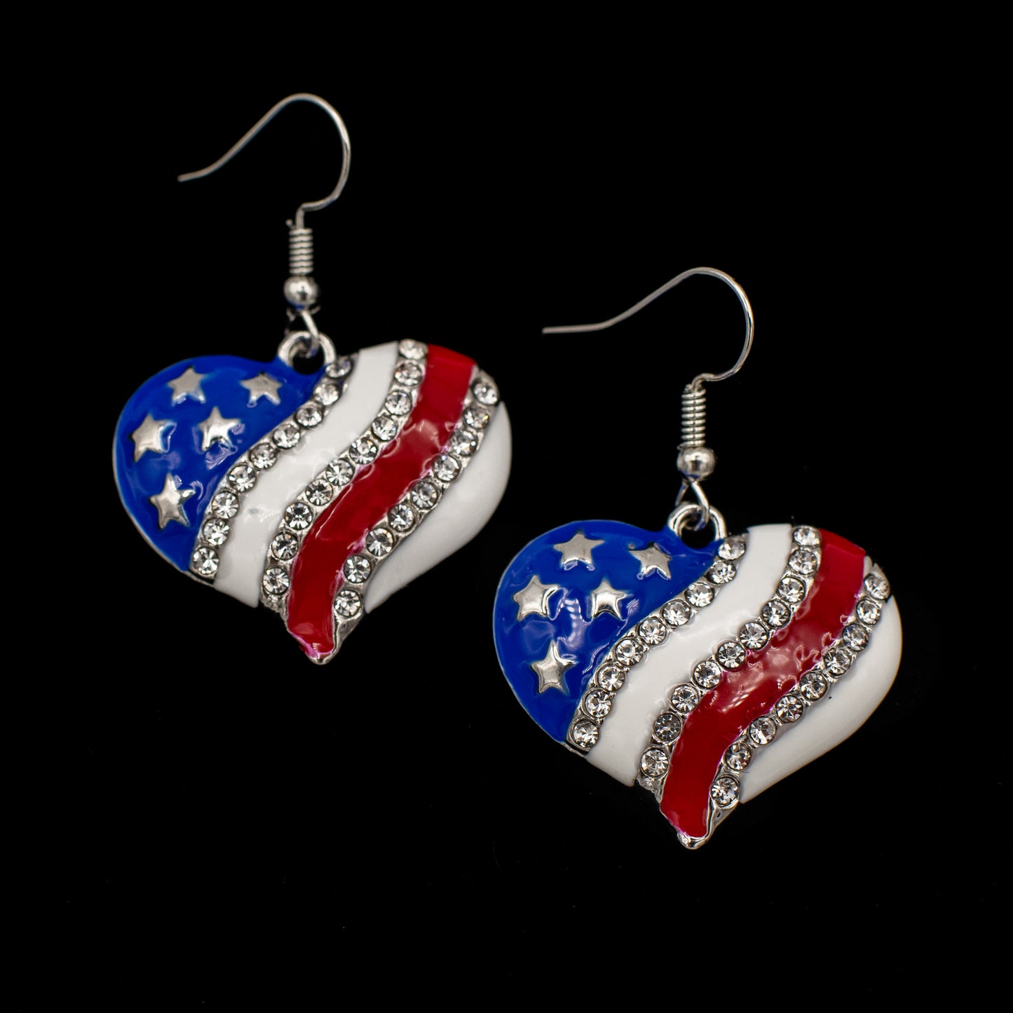 American Flag Heart Earrings