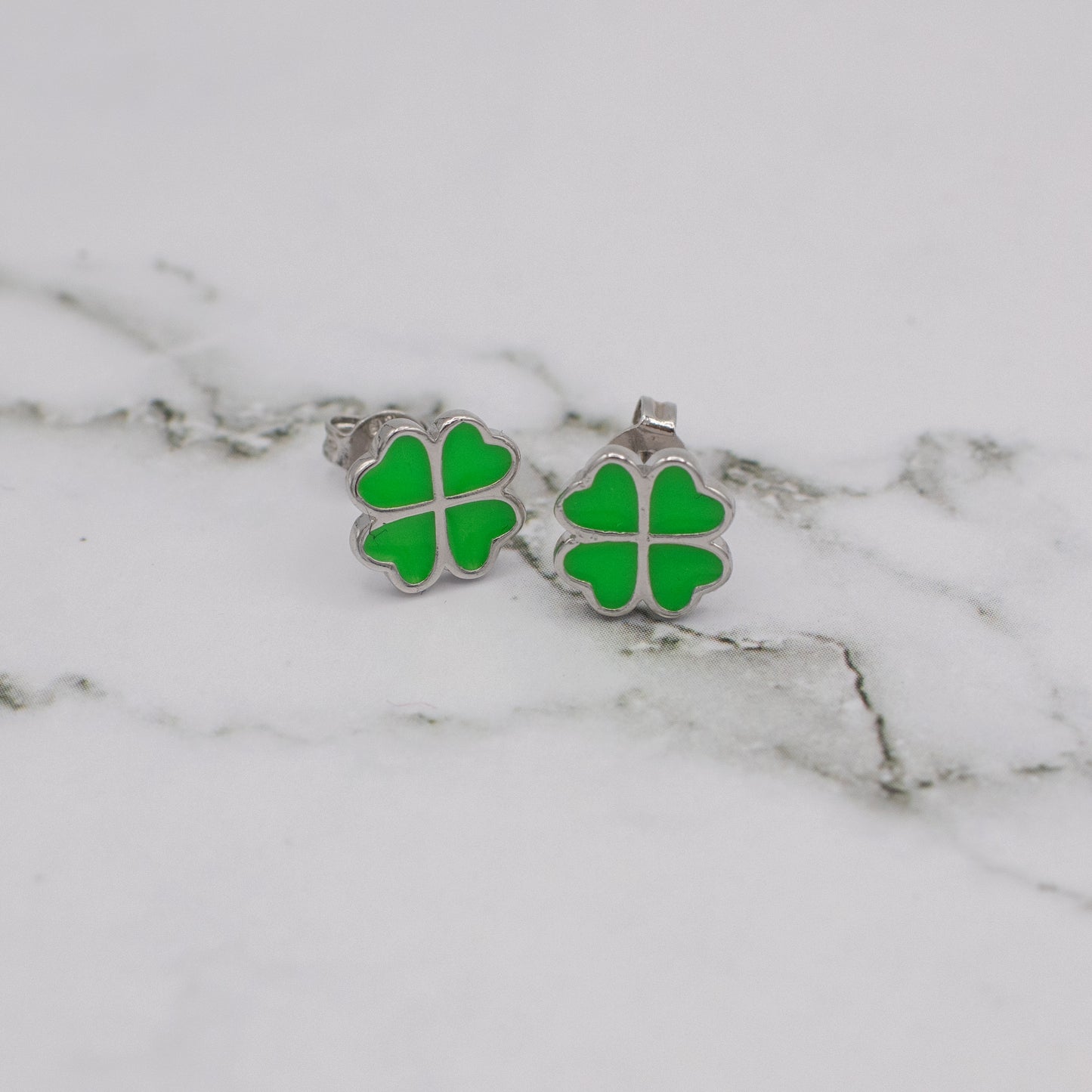 Green Four Leaf Clover "Lucky" Stud Earrings
