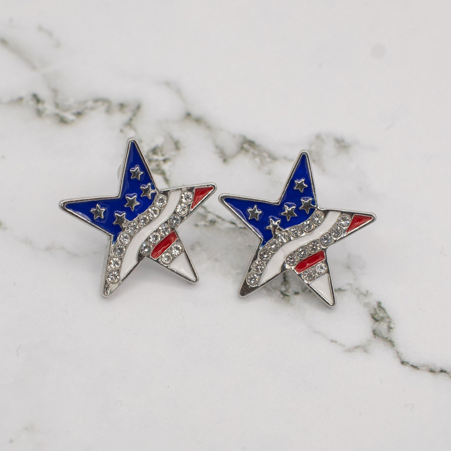 American Flag Star Stud Earrings