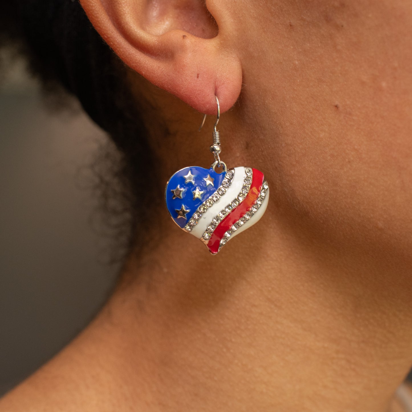 American Flag Heart Earrings