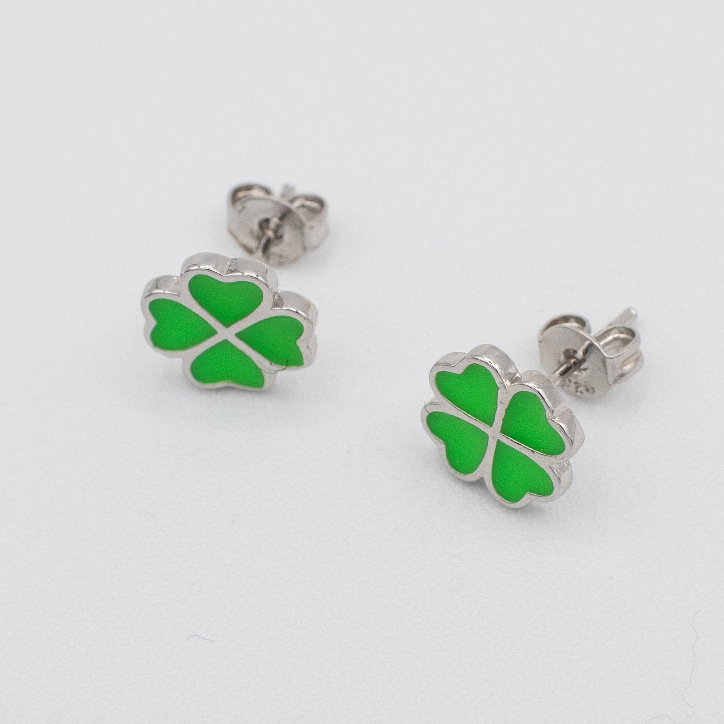 Green Four Leaf Clover "Lucky" Stud Earrings
