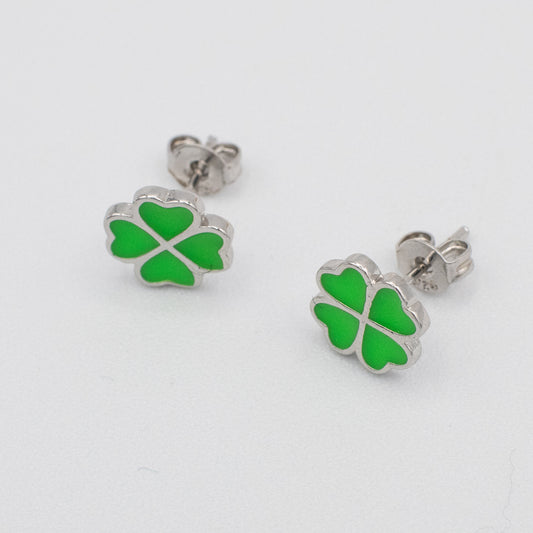 Green Four Leaf Clover "Lucky" Stud Earrings