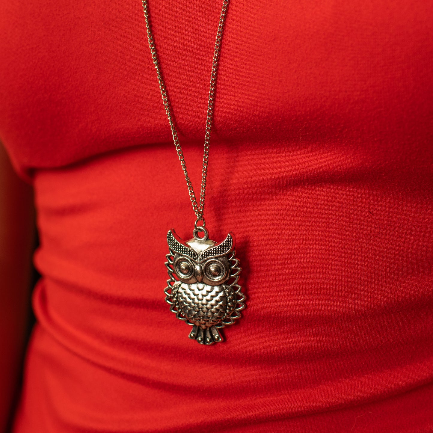 Stylish Silver Owl Pendant Necklace