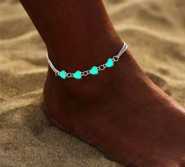 Glow in the Dark Silver Flower Anklet, Bracelet
