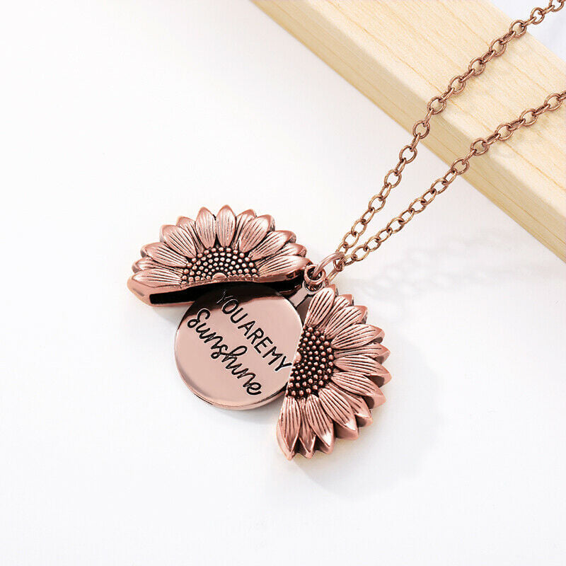 You are my Sunshine Rose Gold, Pink Locket Necklace