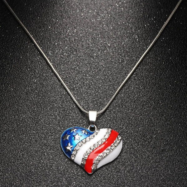 American Flag Heart Necklace