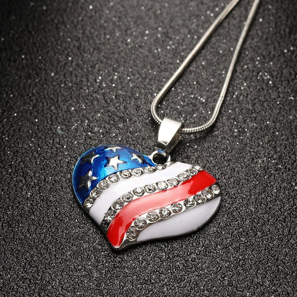 American Flag Heart Necklace
