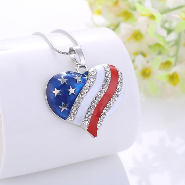American Flag Heart Necklace
