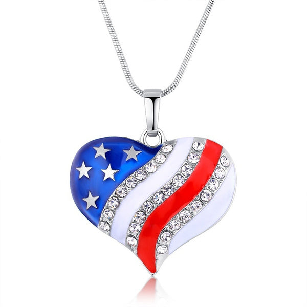 American Flag Heart Necklace